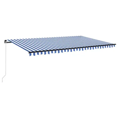 Produktbild von vidaXL Markise Manuell Einziehbar mit LED 500x300 cm Blau und Weiß