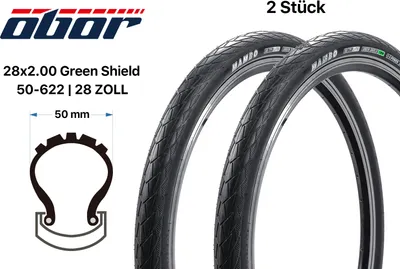 Produktbild von 2 Stück 28 Zoll Fahrrad Reifen SET OBOR Mambo 28x2.00 City Bike Pannenschutz E25-Ready