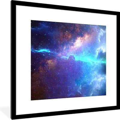 Produktbild von MuchoWow® Gerahmtes Poster Sterne - Weltraum - Blau 40x40 cm - Poster mit Schwarzem Bilderrahmen Wandposter Rahmen Foto Bilder - Poster - Plakat im Rahmen