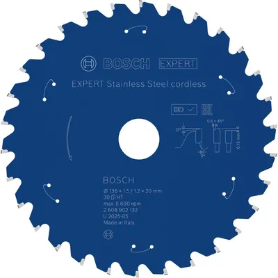 Imagen del producto de Disco de sierra circular de acero inoxidable EXPERT, 136x20 mm, grado Z30