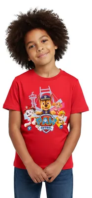 Produktbild von Spreadshirt Paw Patrol Logo Kinder T-Shirt, 110/116 (5-6 Jahre), Rot