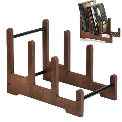 Produktbild von Vintage Schallplattenständer aus Holz – LP Regal für Tisch & Deko