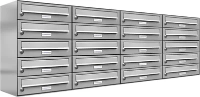 Produktbild von 20er Edelstahl Briefkasten Anlage 20 Fach Wandbriefkasten Postkasten