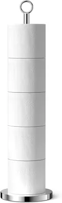 Produktbild von PolkaHome® Toiletpapierhalter Standfuß, freistehender Toilettenpapierständer mit Ersatzfunktion, silber