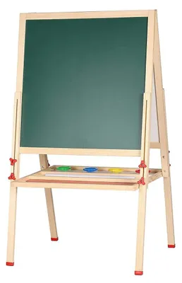 Obrázok produktu pre Detský maliarsky stojan – tabuľa na kreslenie 3 v 1 – s nastaviteľnou výškou – magnetická drevená tabuľa – 57 x 55 x 148 cm – pre deti od 3 do 12 rokov – zelená