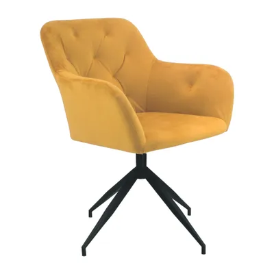 Obrázek produktu pro Kondela Designové otočné křeslo Veleza New - hořčicová (Velvet) / černá