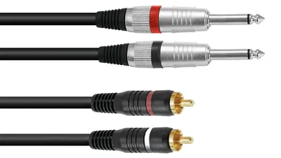 Productafbeelding van OMNITRONIC Adapterkabel, 2x tulpstekker (klink) / 2x tulpstekker (cinch), 1,5 meter, zwart