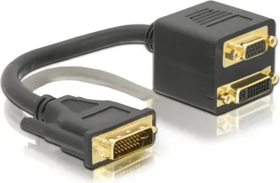 Immagine prodotto di Adattatore Delock da DVI-I maschio a DVI-I e VGA femmina (65052)