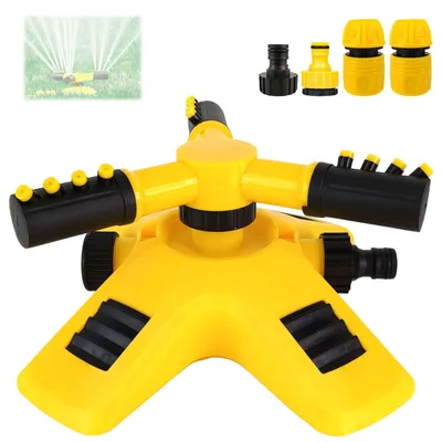 Image de Arroseur de jardin, arroseur rotatif à 360 degrés, durable, avec 3 bras réglables