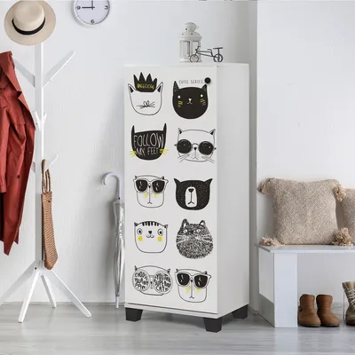 Produktbild von Skye Decor, Filinta Cats - White, Schuhschränke, Weiß, 50 x 127 x 38 cm