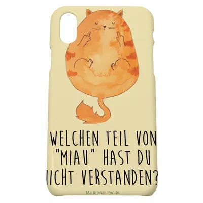 Produktbild von Mr. & Mrs. Panda Iphone 10 Handyhülle Katze Mittelfinger - Gelb Pastell - Geschenk, Handy Case, X, Mietze, Cover, Kater, Katzen, Cats, Cat