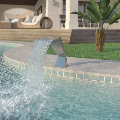 Immagine prodotto di The Living Store Cascata per piscina in acciaio inox 64x30x52 cm Argento