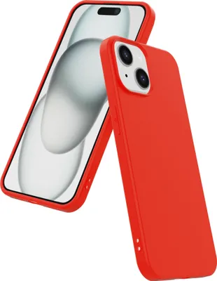 Image de Étui pour téléphone Smartphonica
  Convient à l'iPhone 15 Silicone avec intérieur protecteur doux -
  BackCover Case Soft Inside - Rouge