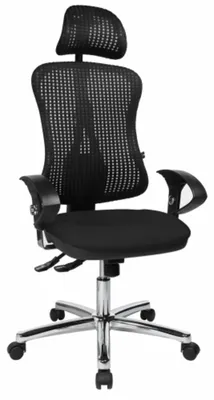 Produktbild von Topstar Profi Bürostuhl HJH SOLUTION DELUXE HEAD AL.U2 Ergonomischer Schreibtischstuhl mit Armlehnen (höhenverstellbar) Stoff / Netzstoff Schwarz Drehstuhl für Büro, Zuhause