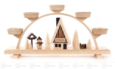 Obrázok produktu pre Sviečkový oblúk prírodný so snehuliakom na čajové sviečky šírka x výška x hĺbka 32,5 cm x 16,5 cm x 5,5 cm NOVINKA