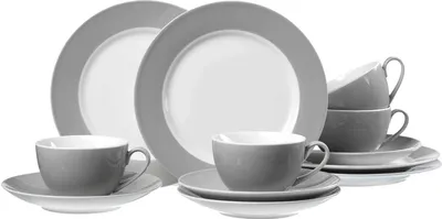 Obrázek produktu pro Ritzenhoff & Breker DOPPIO kávový servis 12 ks, sada nádobí, servis, kulatý, porcelán, šedá, 597219