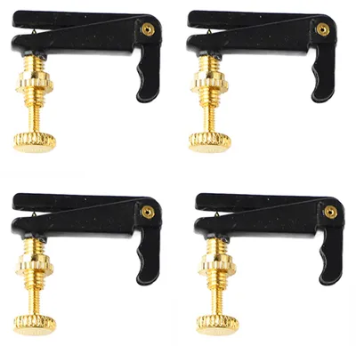 Productafbeelding van 4 stuks fijnstemmers voor 1/2 viool, metalen snarenverstellers, onderdeel voor muziekinstrumenten, zwart en goud