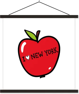 Produktbild von MuchoWow® Textilposter New York - Rot - Apfel 40x40 cm mit schwarzem Rahmen - Fotos