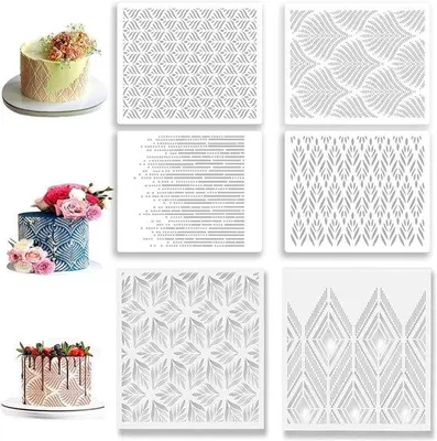 Image de Pochoirs en plastique pour gâteaux, pour les décorations d'anniversaire et de mariage - 6 pièces - 245 x 20 cm