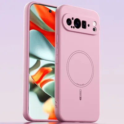 Obrázek produktu pro Magnetické pouzdro pro Google Pixel 9 Pro XL, kompatibilní s MagSafe, tekutý silikon, nárazuvzdorné a odolné proti poškrábání Růžová