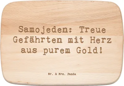 Produktbild von Mr. & Mrs. Panda Frühstücksbrettchen Spruch Samojede Herz - Transparent - Geschenk, Pflege, Holzbrett, Hunderassen, vesperbrett, Hundeliebhaber, bedingungslose Liebe