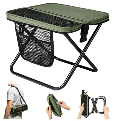 Immagine prodotto di Omgoods - Sgabello pieghevole portatile per campeggio, con borsa per il trasporto