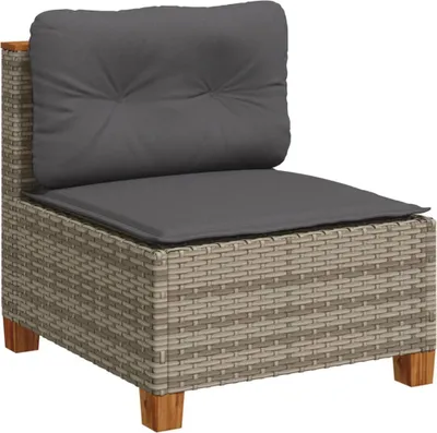 Image de vidaXL Canapé de jardin sans accoudoirs avec coussins gris Poly rotin