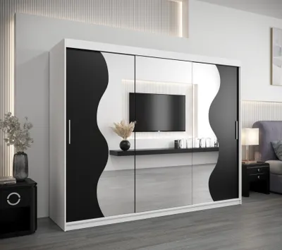 Obrázek produktu pro Šatní skříň ROZALIE - šířka 250 cm, bílá / černá