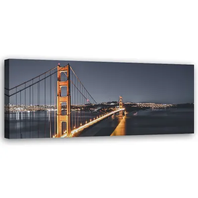 Produktbild von Leinwandbild Golden Gate Bridge 90x30 Feeby Grau bild für die wand bereit zum aufhängen
