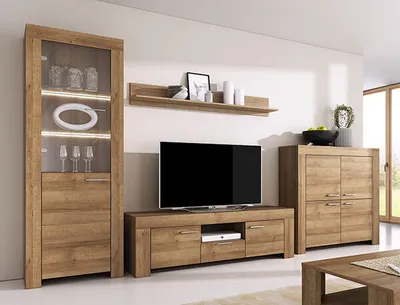 Immagine prodotto di Parete attrezzata parete attrezzata parete multimediale soggiorno 4 pezzi rovere riviera