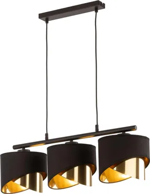 Produktbild von Hängeleuchte Metall E27 H: max. 80 cm in Schwarz Gold 3-flammig länglich Modern Pendelleuchte