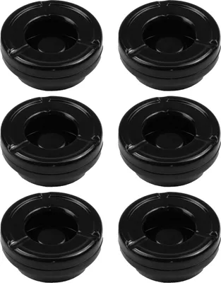 Produktbild von 6 Stück Windaschenbecher Aschenbecher mit abnehmbaren Deckel aus Melamin in schwarz ø 10cm