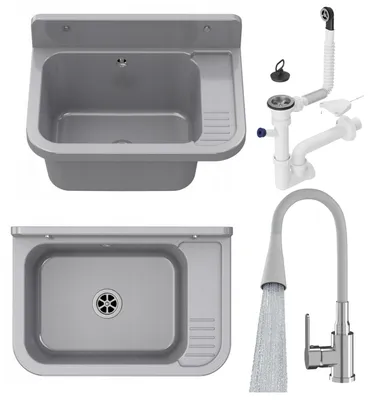Immagine prodotto di Granitan - Lavello in granito - Lavello da cucina - 50x34 cm - Grigio - Lavello - PARON