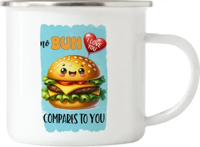 Produktbild von No Bun Compares to You Burger Liebe Emaille Tasse