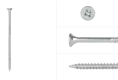 Obrázok produktu pre Pozinkované skrutky do drevotriesky 6 x 140 mm Pozidrive s čiastočným závitom - balenie 100 skrutiek