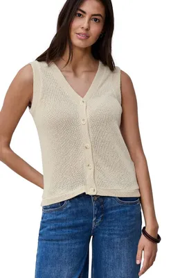 Productafbeelding van Street One vest met V-hals, gebreid ogend, kleur: smoke beige, maat: 36
