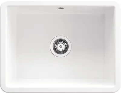 Productafbeelding van Lumi 1 spoelbak, keramisch, zonder afvoerbak, wit, 430x557x220 mm, inclusief afvoer. Artikelnummer: ZCU_610C