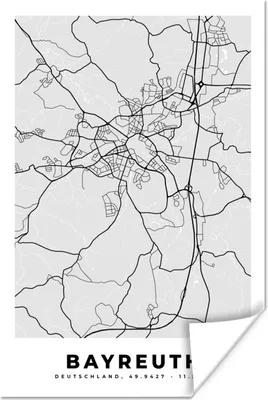 Produktbild von MuchoWow® Poster Bayreuth - Karte - Stadtplan - Deutschland 40x60 cm - Plakate für die Wand - Poster Babyzimmer