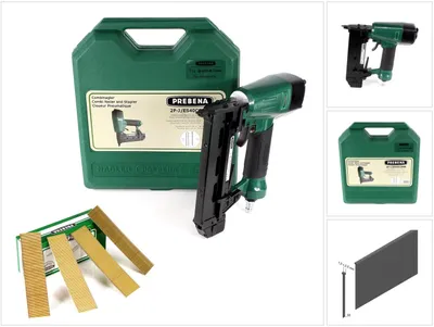 Immagine prodotto di Chiodatrice pneumatica Prebena 2P-J/ES 40 COMBI da 5 a 7 bar - in valigetta + Prebena J 30 CNKHA brads 30mm 5000 pezzi
