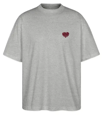 Produktbild von Spreadshirt Stickerei Mama Rotes Herz Oversize Uni T-Shirt, M, Grau meliert