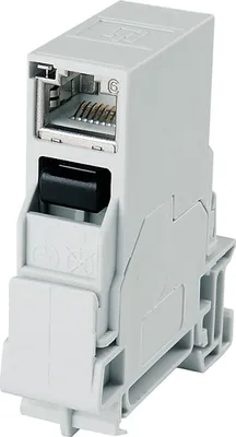 Produktbild von TELEGÄRTNER STX Tragschienen-Verbinder, RJ45 Kupplung Cat.6 Class EA (ISO)