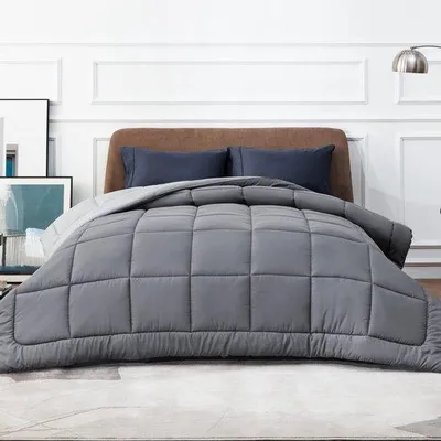 Produktbild von Unyqoos® Wendbare Ganzjahres-Bettdecke 240 x 220 cm – Grau, 4‑Jahreszeiten-Komfort, 300 g/m² Füllung, weich & warm, 8 Eckbänder, maschinenwaschbar