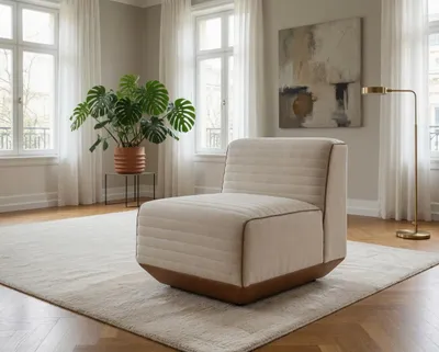 Obrázek produktu pro Elegantní křeslo do obývacího pokoje, barva béžová, moderní design