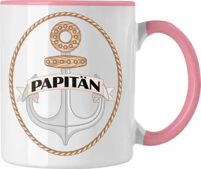 Produktbild von Trendation - Papitän Tasse Geschenk Vater Papa Kapitän Segler Segelboot Geschenkidee Vatertag Anker (Rosa)