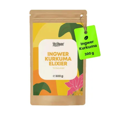Produktbild von Ingwer Kurkuma Pulver (600 g) für Shots, Goldene Milch & Smoothies mit Curcumin, vegan
