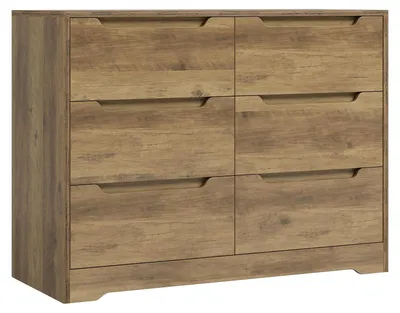 Zdjęcie produktu dla Komoda z szufladami - 6 szuflad - 108 x 82,5 x 39 cm - Biało-brązowa - Drewno