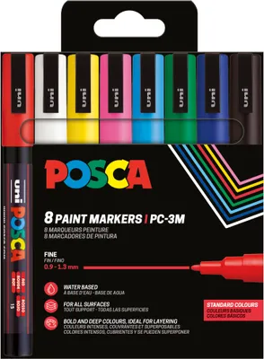 Produktbild von Faber Castell Marker UNI POSCA PC-3M 0,9-1,3 8er Basic