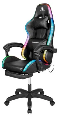 Obrázek produktu pro Kruger&Matz KM0790 Herní židle s podnožkou a LED RGB podsvícením GX-150, černá