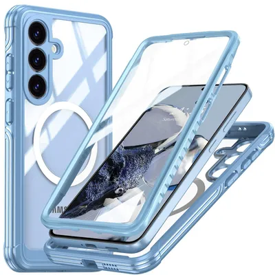 Produktbild von Für Samsung Galaxy S25 MagSafe 360 Grad Full Body Hybrid Tasche Bumper Hellblau