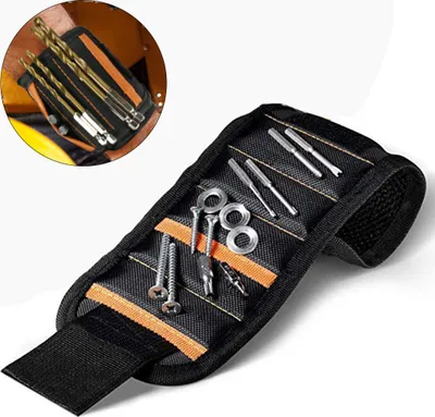 Produktbild von 2er Set Magnet-Armband für Handwerker, Magnetisches Werkzeugarmband für Schrauben & Kleinteile, verstellbar